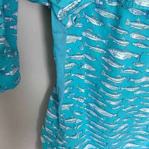 Ocean & Coast Fishing Button Down Shirt Long Sleeves Mens Large Nylon Blue - Picture 8 of 9